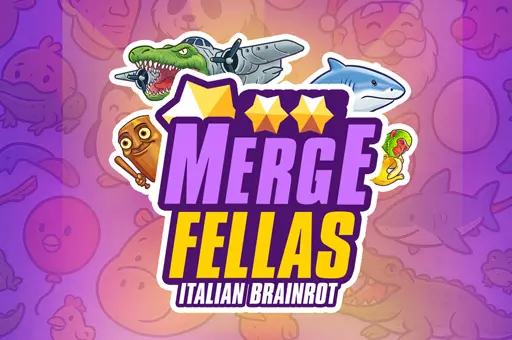Merge Fellas - Jogo de combinar personagens com temática de memes italianos. Puzzle casual onde você junta personagens como crocodilos, tubarões e mascotes para alcançar a maior pontuação. Jogo de memes divertido, viciante e em alta definição.